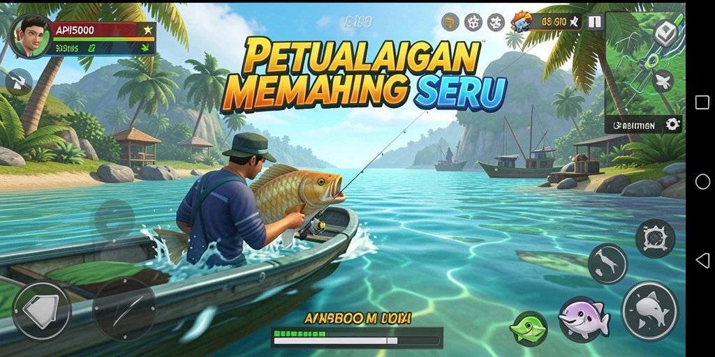 Tampilan utama gameplay API5000 yang menampilkan aksi memancing yang seru.