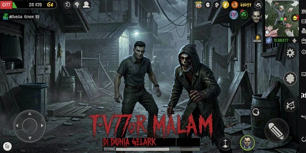 Screenshot gameplay CV777 menampilkan suasana gelap dan mencekam.