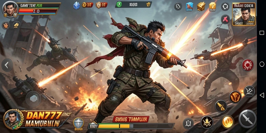 Tampilan gameplay memikat dari DAN777 dalam aksi TPS.