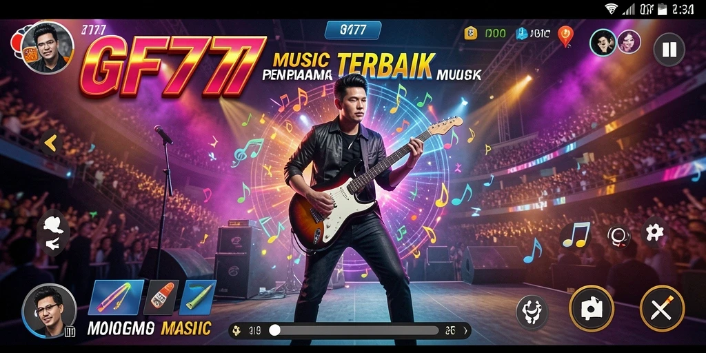 Tampilan gameplay GF777: Nikmati musik sambil bersaing dengan teman.