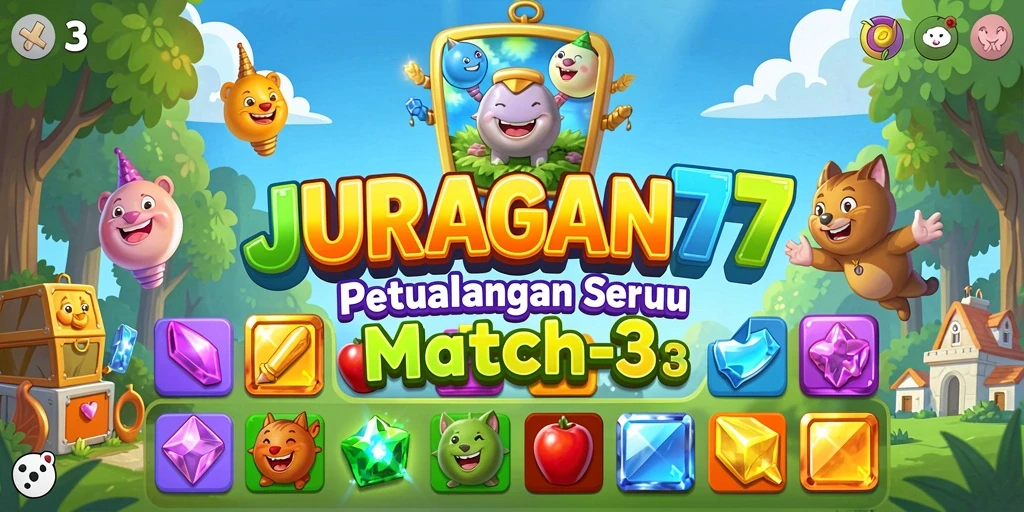 Tampilan gameplay seru dari JURAGAN77 yang penuh warna.
