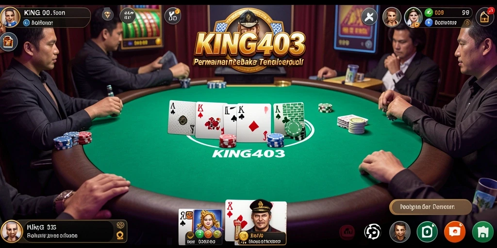 Tampilan menarik dari permainan poker di KING403 dengan atmosfer kasino.