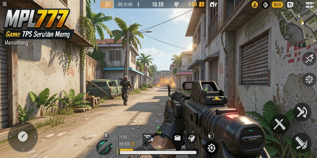 Screenshot gameplay MPL777 menampilkan aksi menembak yang intens.