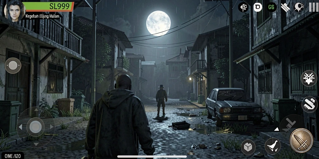 Menampilkan gameplay menakutkan dari SL999 di lingkungan gelap.