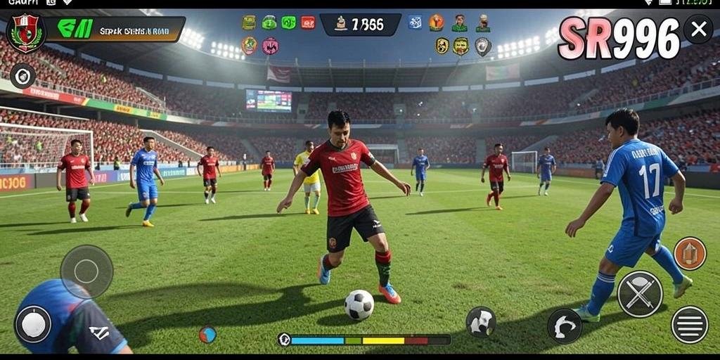 Gameplay seru dari SR996 dengan aksi sepak bola mendebarkan.