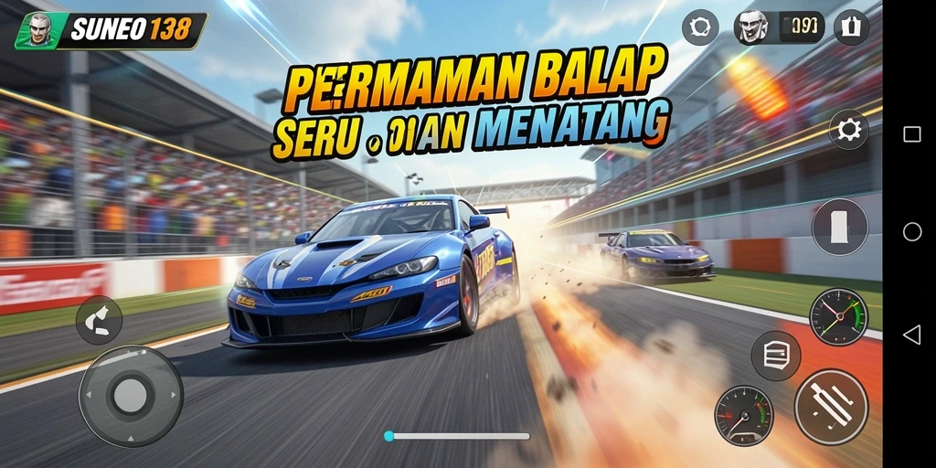 Gameplay balap menegangkan di SUNEO138 dengan mobil yang cepat dan trek menantang.